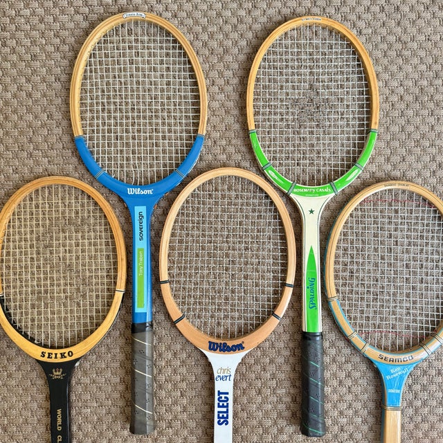 Vintage Wooden Tennis Rackets - Set of 5 For Sale - Image 4 of 8