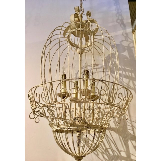 Boho Chic Vintage Style Aged White Lantern Pendant, four lights are, showroom floor sample