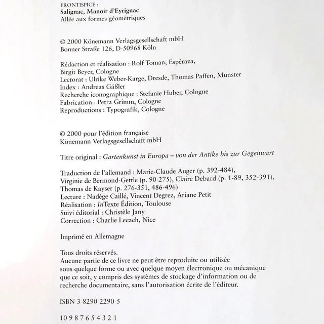 2000 Parc et Jardins en Europe by Ehrenfried Kluckert French Book For Sale - Image 4 of 10