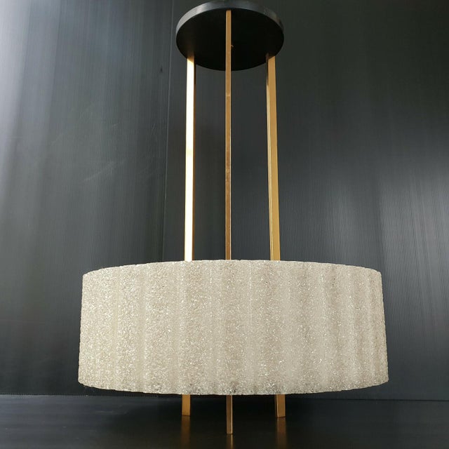 Beige Vintage Brass Resin Steel Ceiling Light by Arlus House, 1960s For Sale - Image 8 of 8