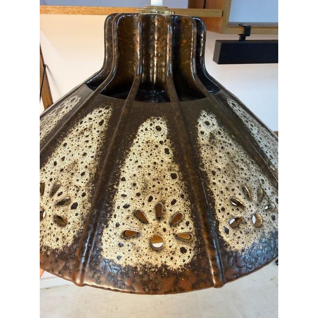 Brown Brown and Grey Ceramic Pendant Lamp, West Germany For Sale - Image 8 of 11