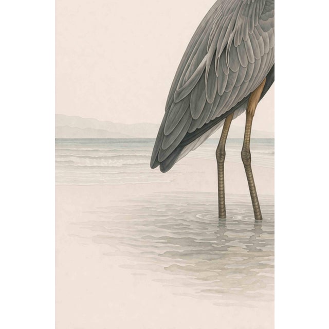 Not Yet Made - Made To Order Great Blue Heron Coastal Study, Neutral Bird Wall Art Print, 20" X 30" For Sale - Image 5 of 11
