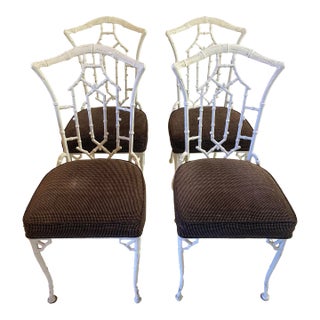 Vintage Chinoiserie Metal Dining Chairs- Set of 4 For Sale