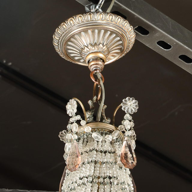 Hollywood Regency Crystal Beaded Chandelier W/ Gilt Bronze Fittings by Baccarat For Sale - Image 9 of 18