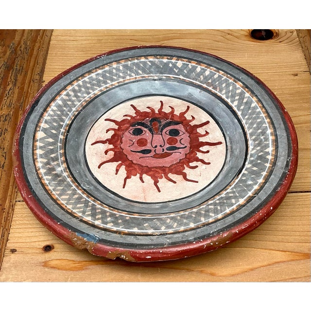 Vintage Hand Painted Sun Plate For Sale In West Palm - Image 6 of 12