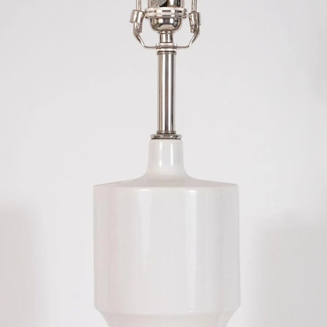 "turned" Ceramic Table Lamps - A Pair For Sale - Image 4 of 8