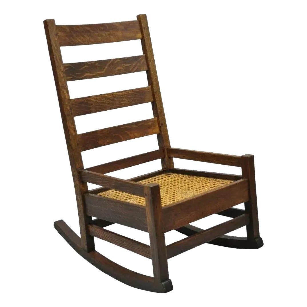 Early 20th Century Antique Arts & Crafts Mission Oak Ladder Back Hip ...