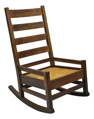 Early 20th Century Antique Arts & Crafts Mission Oak Ladder Back Hip Rail Rocker Rocking Chair