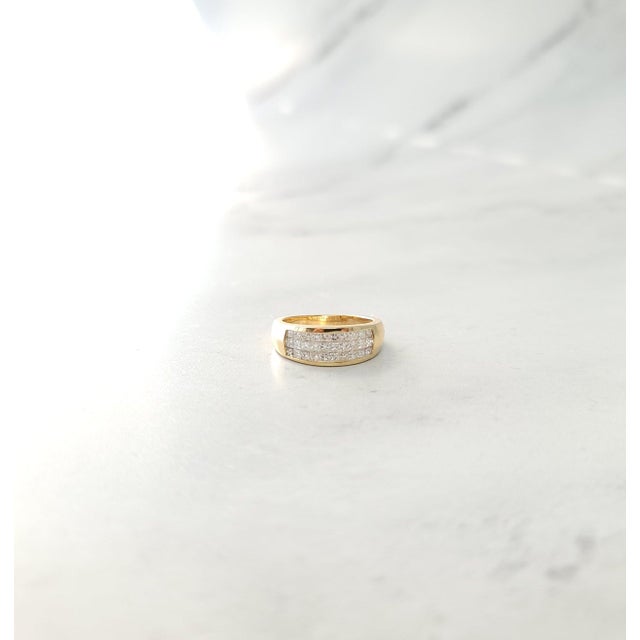 One Carat Triple Row Princess Diamond Wedding Band, Size 8.5 For Sale - Image 4 of 5