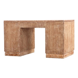 French Cerused Oak Double Pedestal Desk, C. 1940. For Sale