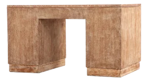 French Cerused Oak Double Pedestal Desk, C. 1940.