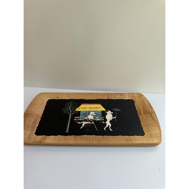 1950s Signed Kentley "The Romance of Fifi and Pepe" Full Set(4) Wooden Tray For Sale - Image 10 of 16