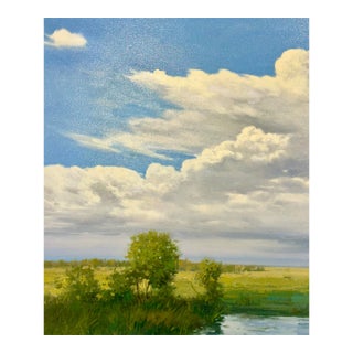 Summer Sky Over the Marsh Original Oil Painting by G. Hodges For Sale