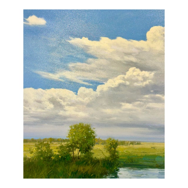 Summer Sky Over the Marsh Original Oil Painting by G. Hodges For Sale