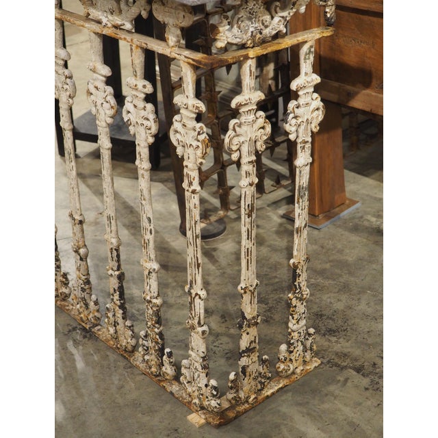 Antique Belgian Painted Iron Balcony Console Table With Marble Top, Circa 1900 For Sale - Image 11 of 17