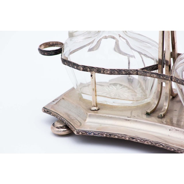 Silver and Glass Cruet Set, Set of 3 For Sale - Image 3 of 6