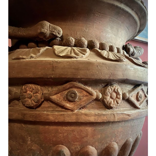 Large Antique Terracotta Vase Jardinière with Medusa Handle, 1600s For Sale - Image 14 of 18