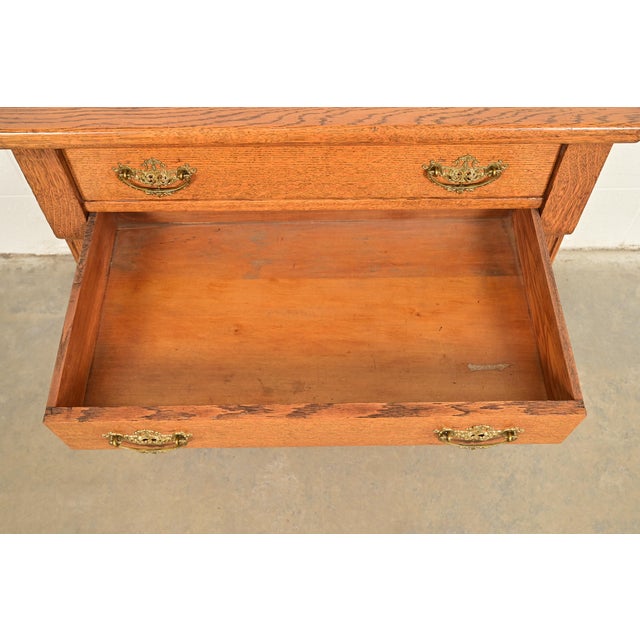 Wood Antique Victorian Carved Oak Commode or Bar Cabinet, Circa 1890s For Sale - Image 7 of 15