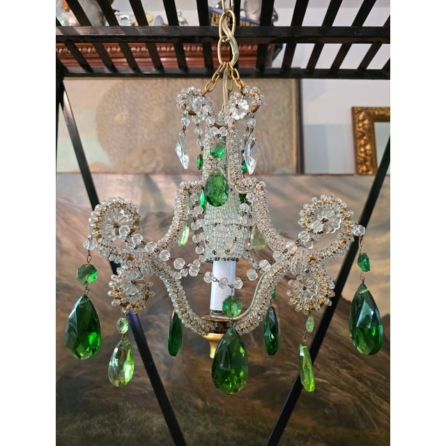 A rare vintage French bagues style ( attributed to maison bagues ) petite diminutive hanging pendant chandelier. Having...
