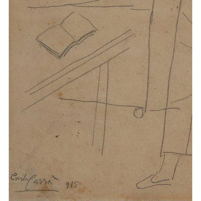 Carlo Carrà, Figures in an Interior, Original Drawing, 1915 For Sale - Image 4 of 5