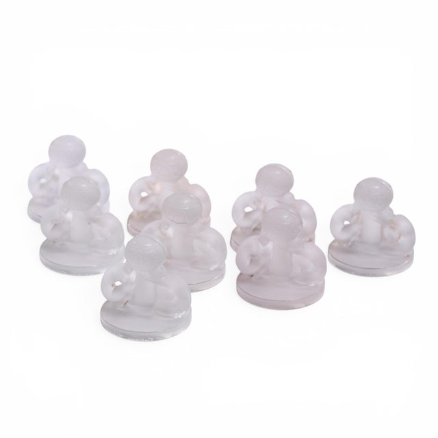 Art Nouveau Early 20th Century René Lalique Deux Figurines Menu Holders - Set of 8 For Sale - Image 3 of 9
