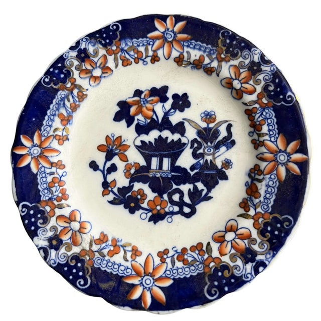 Ceramic Antique Chinoiserie Style Flow-Blue Plate For Sale - Image 7 of 7