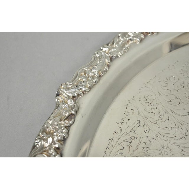 Vintage Fb Rogers 5614 Victorian Silver Plated Punchbowl W/ Round Tray, 2 Pc Set For Sale - Image 13 of 17