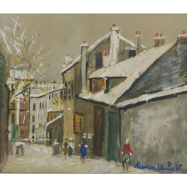 Maurice UTRILLO (1883-1955) Montmartre, Rue du Mont-Cenis in the Snow Original lithograph enhanced with stencil printing...