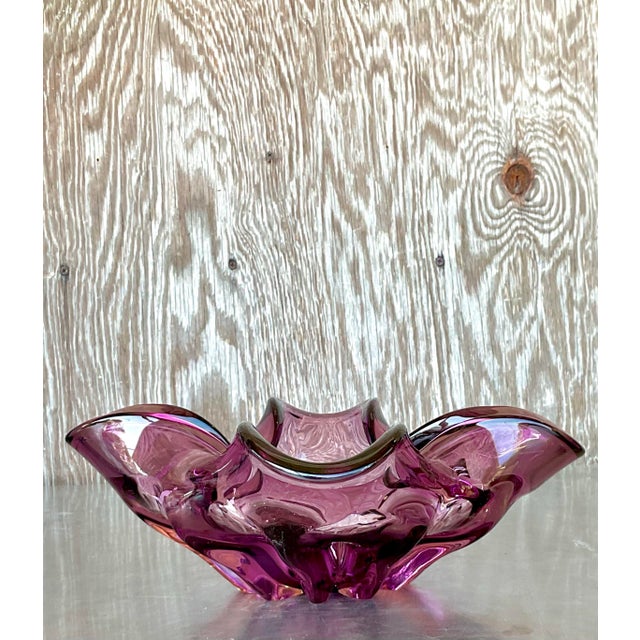 Amethyst Vintage Italian Art Glass Bowl After Murano For Sale - Image 8 of 10