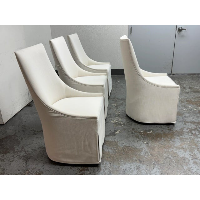 Restoration Hardware Restoration Hardware Ella Skirted Fabric Dining Side Chairs + Casters, Set of Four For Sale - Image 4 of 12