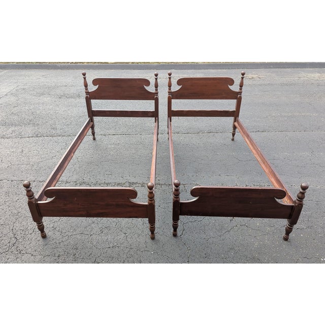 Mid 20th Century Pair of American Empire Style Twin-Size Bed Frames For Sale - Image 4 of 12