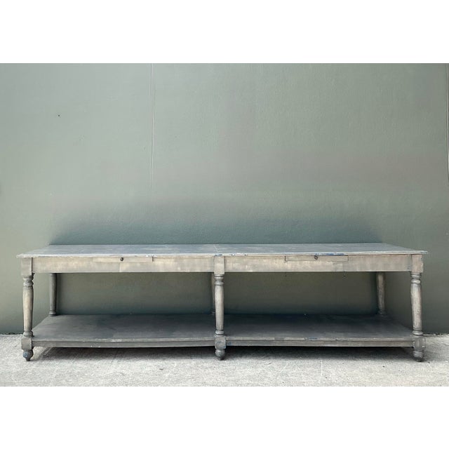 Monumental Vintage Rustic Wooden Farm Table For Sale - Image 12 of 12