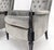 Gray Tall Tufted Backs Black Lacquer Frames Decorative Arm Chairs Thrones - A Pair For Sale - Image 8 of 12
