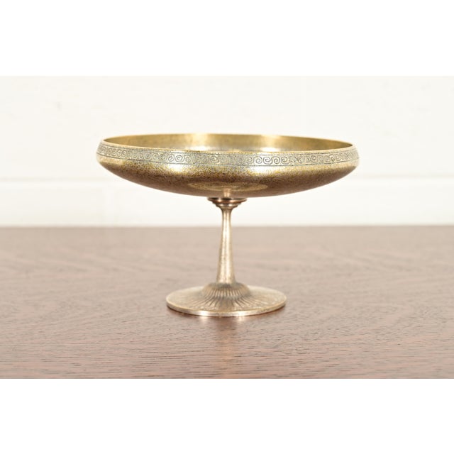 A gorgeous Arts & Crafts or Art Deco period gilt bronze pedestal bowl or compote dish with Greek Key design By Tiffany...