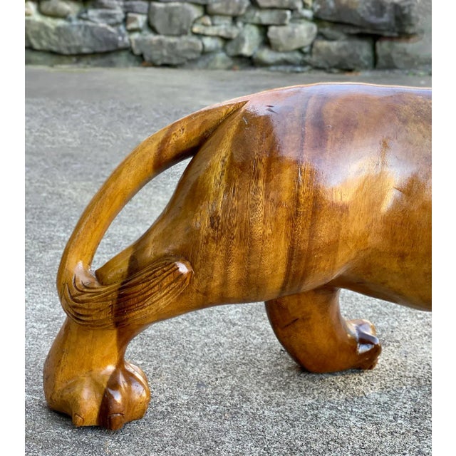 Wood Vintage Large Traditional Mahogany African Lion Carved Floor Sculpture Statue For Sale - Image 7 of 7