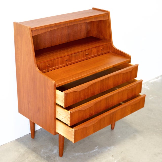 1950s Danish Teak Secretary Desk For Sale - Image 10 of 12
