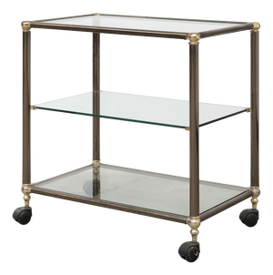 Service Trolley in Bronzed Metal and Glass, 1970s