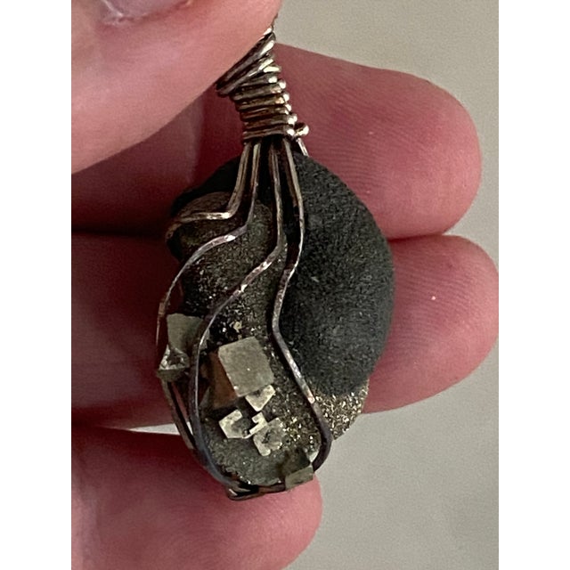 Raw Iron Pyrite Wrapped Pendant in Original Presentation Gift Box For Sale - Image 13 of 18