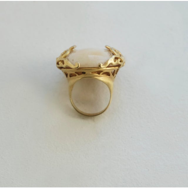 Miriam Haskell Vintage 1970s Neo-Victorian Art Nouveau Angel Cocktail Ring, Size 9 For Sale - Image 4 of 5