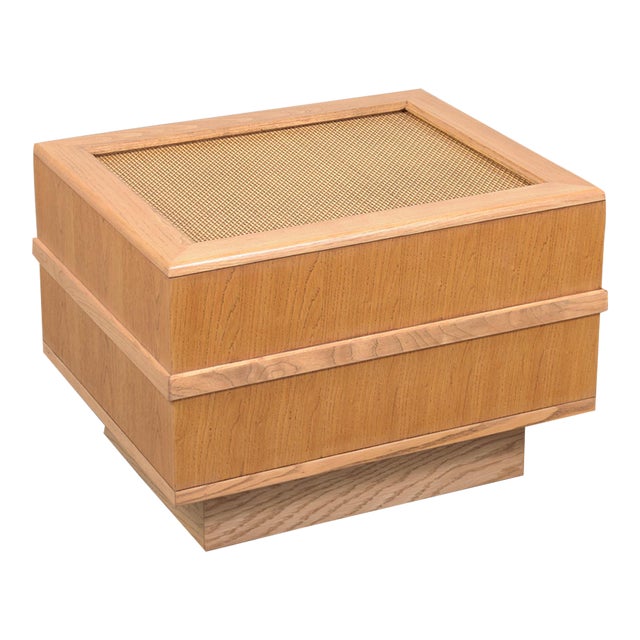 Restored 1880s Mid-Century Oak Rattan Side Table | Chairish