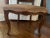 Wood Vintage Petite Carved Wood Arm Chair With Cane Back and Suede Seat For Sale - Image 7 of 12