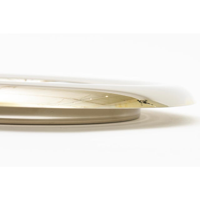 Metal Vintage Italian Nickel Silver and Brown Enamel Round Tray 70's For Sale - Image 7 of 9