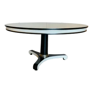 Jonathan Charles Modern Biedermeier Style Black and White Wood Reimagined Dipole Dining Table