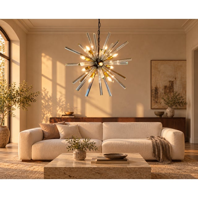 Sputnik Light with 30 Clear Glass Prisms from Justfurnituress SRL For Sale - Image 9 of 10