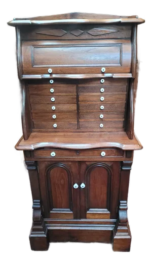 Antique Victorian Walnut Dental Cabinet Medical Cabinet