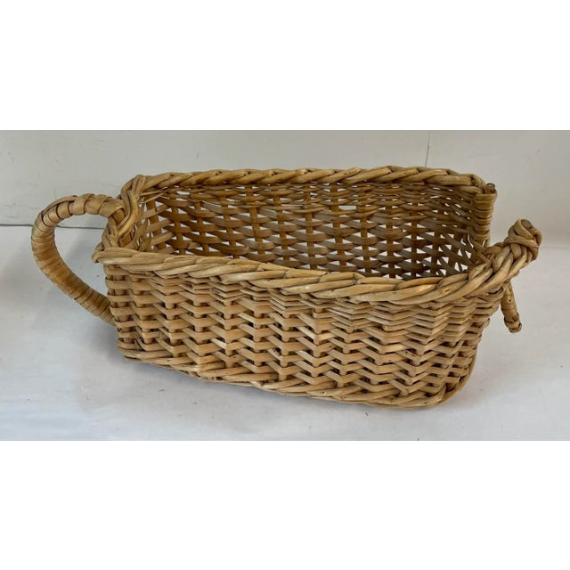 Mid-Century Modern Vintage Wicker Wine Bottle Caddy Basket For Sale - Image 3 of 7