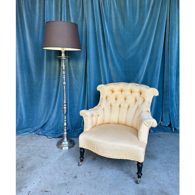 1940s French Nickel-Plated Floor Lamps With Hexagonal Shaped Bases - a Pair For Sale - Image 15 of 18