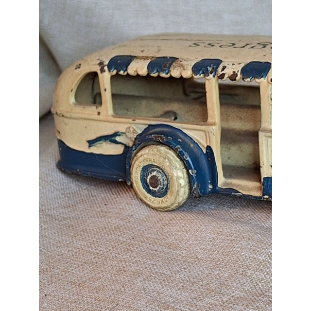 Vintage Extra Large 14.5" 1934 Arcade Cast Iron Greyhound Bus Tram Century of Progress Chicago World Fair - Very Well Preserved For Sale - Image 10 of 18