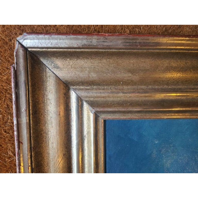 Mid 20th Century Mannerist Large Scale Oil Painting on Canvas, Boats in the Port by E Tiedemann, Framed For Sale - Image 9 of 12