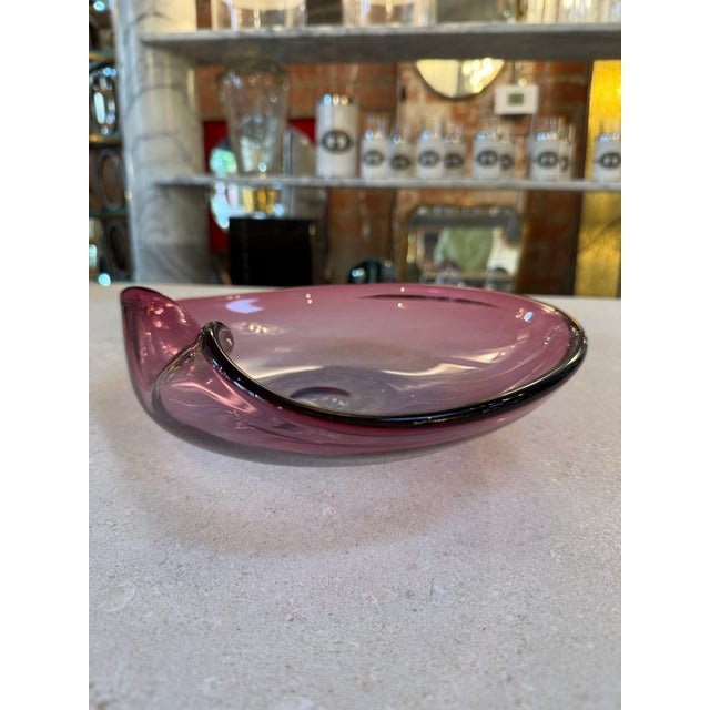 Murano Murano Amethyst Glass Bowl With Folded Rim, Italy 1960s For Sale - Image 4 of 6